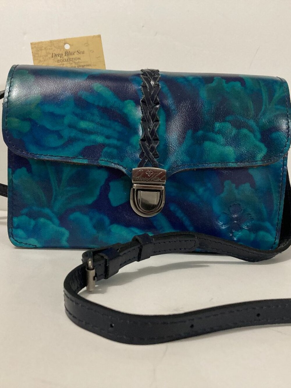 PATRICIA NASH Bianco Crossbody Bag Deep Blue Sea Black Leather